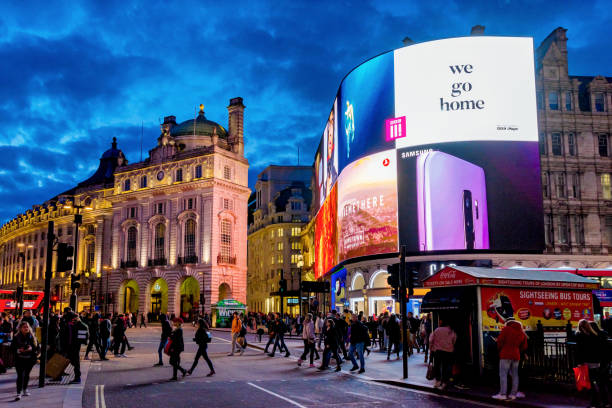 Piccadilly Circus at night stock photo