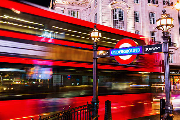 Piccadilly Circus in London, UK, at night stock photo