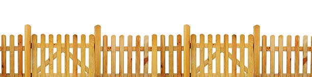 Picket fence, garden fence - isolated stock photo