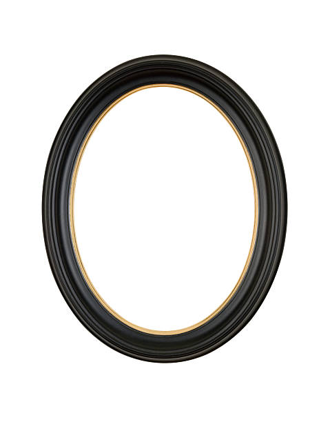 Picture Frame Black Oval Circle, White Isolated Studio Shot stock photo