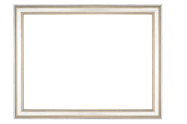 Picture Frame in Narrow Shiny Silver, Isolated on White Background stock photo