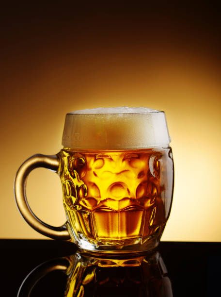 Picture of glass of gold beer stock photo