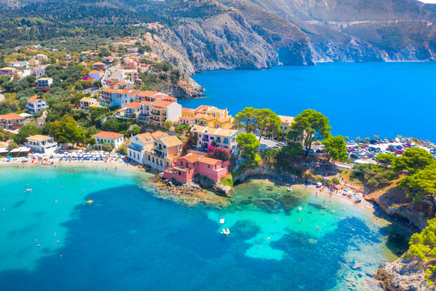 Picturesque Assos village in Kefalonia island, Greece stock photo