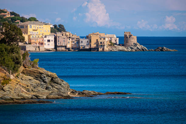 Picturesque houses at the shore of the small fisherman’s village Erbalunga, corsica, france Picturesque houses at the shore of the small fisherman’s village Erbalunga, corsica, france fishing village stock pictures, royalty-free photos & images