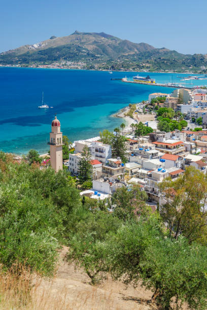 Picturesque landscape of Zakynthos town. Zakynthos island on Ionian Sea is situated on the west of Greece. stock photo