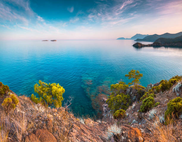 Picturesque Mediterranean seascape in Turkey. stock photo