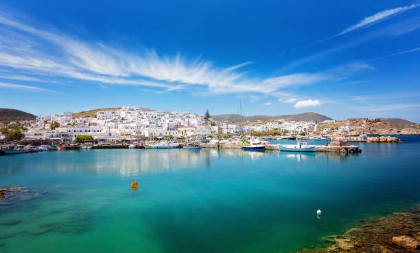 Picturesque Naousa village, Paros island, Cyclades, Greece stock photo