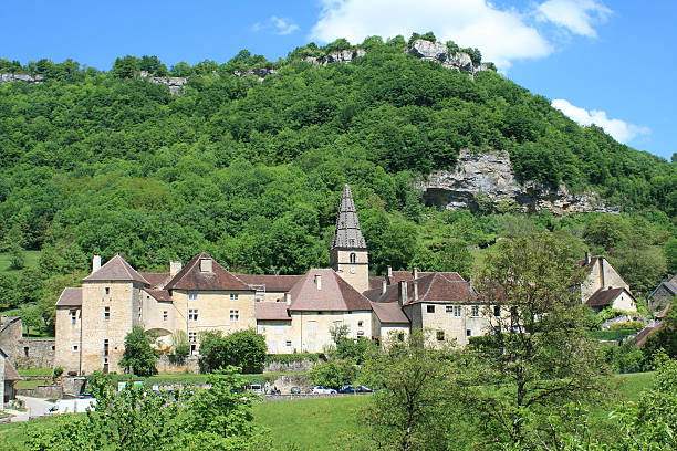 Picturesque village of Beaume-les-Messieurs stock photo