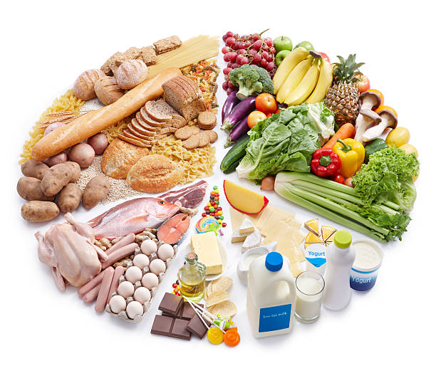 gráfico circular de pirâmide de comida - food chart healthy imagens e fotografias de stock