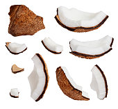 istock Pieces of coconut isolated on white background 1281718401