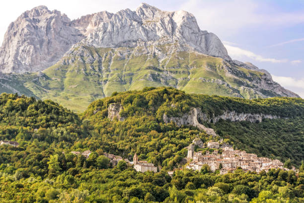 Pietracamela, an Old Town situated in the Monti della Laga stock photo