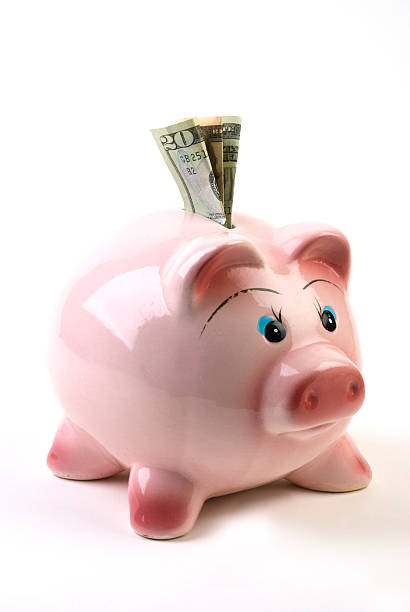 Piggy Bank with Money stock photo