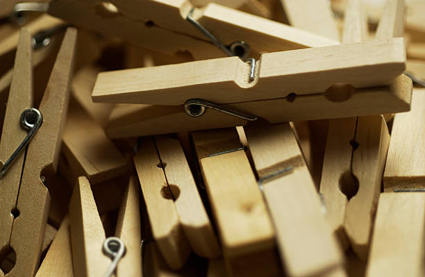 Pile of clothespins stock photo