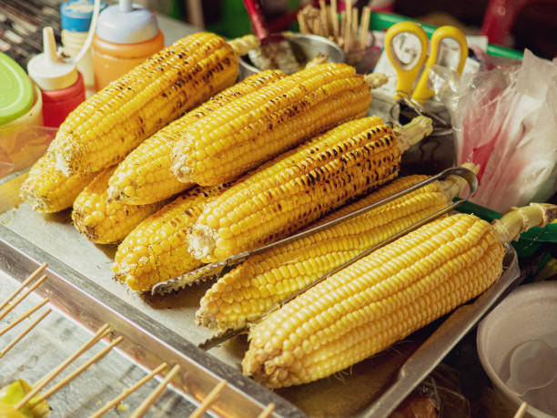 Pile of Corn on the cobs stock photo