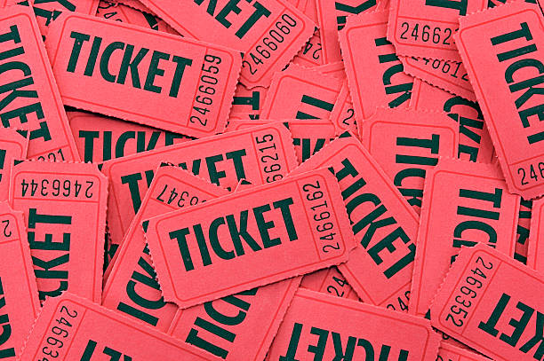 Pile of Red Tickets - Closeup Horizontal stock photo