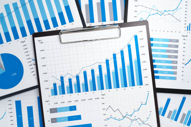 Pile of statistical business reports. Many growth charts. Gathering and analyzing data. collection stock pictures, royalty-free photos & images