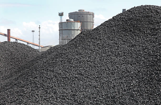 piles of coking coal stock photo