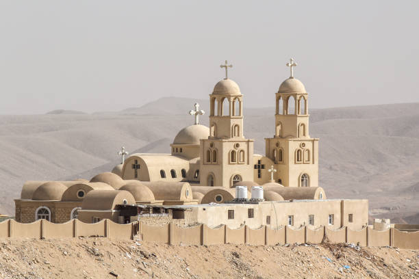 Pilgrim church of the monastery of St. Paul the Anchorite Pilgrim church of the monastery of St. Paul the Anchorite, Egypt coptic stock pictures, royalty-free photos & images