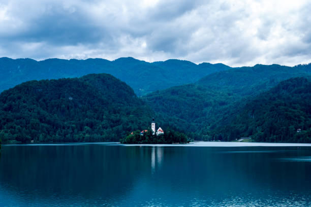Pilgrimage Church of the Assumption of Maria, Lake Bled stock photo