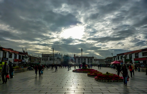 Scene in a touristic spot in Lhasa, Tibet