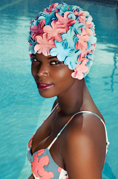 Vintage Women Ladies  Style Floral Flower Adult Swimming Swim Cap Bathing Hat 