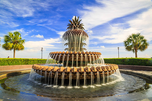 Pineapple Fountain - Charleston South Carolina SC stock photo