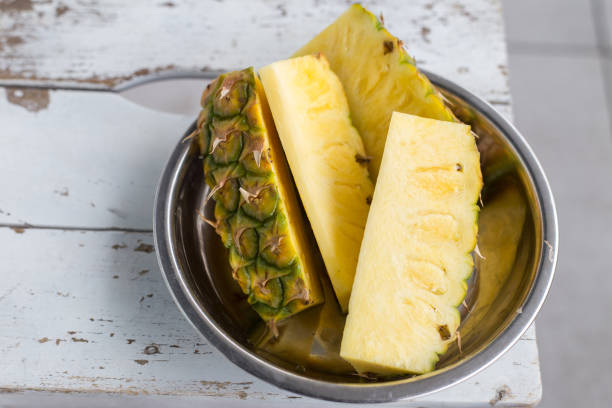 Pineapple slices stock photo