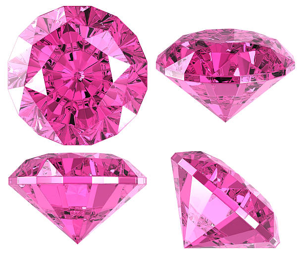 Pink diamond (4 positions) Pink diamond (4 positions). Isolated on white. 3D render. stone object stock pictures, royalty-free photos & images