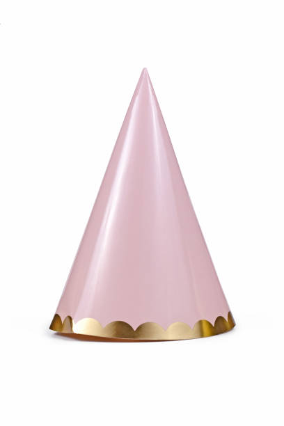 Pink party hat on white background stock photo