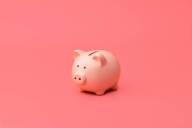 Pink piggy Bank stands in the center on a pink background. Horizontal photography Pink piggy Bank stands in the center on a pink background. Horizontal photography coin bank stock pictures, royalty-free photos & images