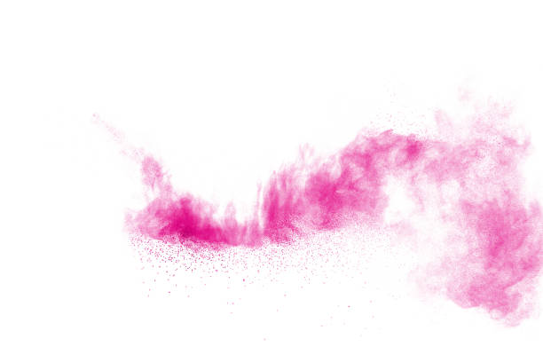rosa pulver explosion på vit bakgrund. rosa damm stänk. - cloud heart star, abstract bildbanksfoton och bilder