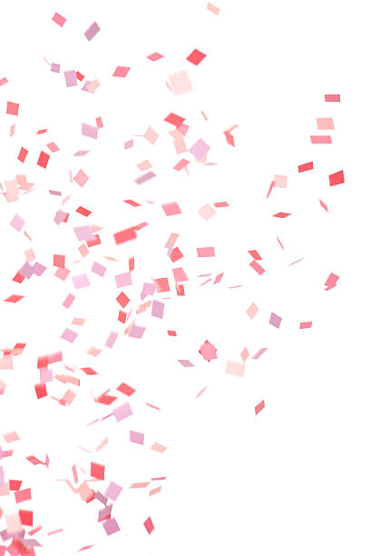 rosa, roxo, vermelho confete cair, isolado a branco - confetti isolated imagens e fotografias de stock