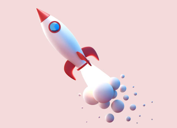 Pink space rocket sculpture. 3d rendering picture. Pink space rocket sculpture. 3d rendering picture. High quality 3d illustration missile stock pictures, royalty-free photos & images