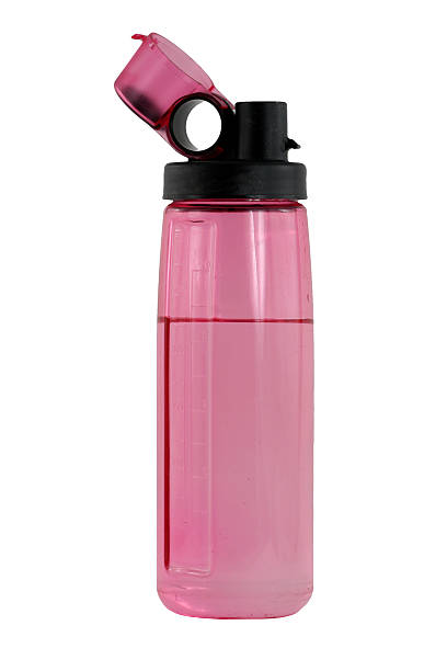 Pink water bottle stock photo