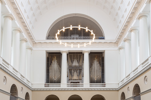 Pipe Organ inside Vor Frue Church in Copenhagen, Denmark