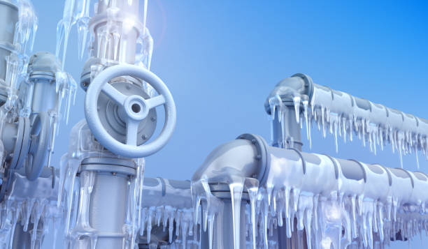 Pipeline and Icicles stock photo