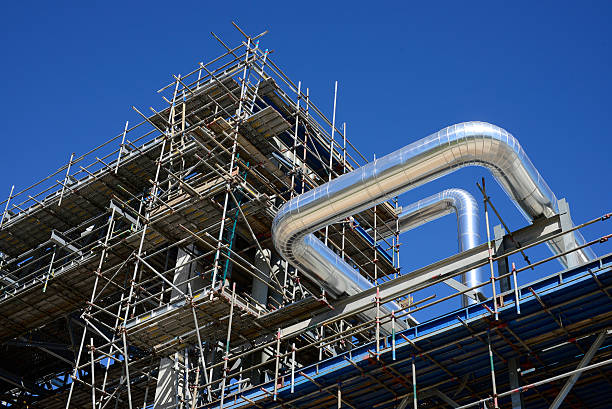 pipeline construction products The scaffolding for construction. stock photo