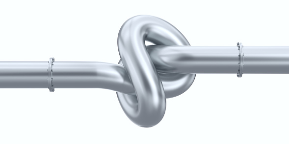 pipeline with knot on white background. Isolated 3D illustration