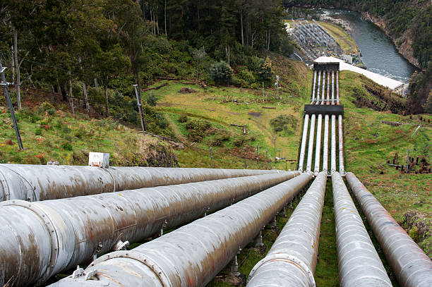 Pipes for a pumped-storage power plant pumped-storage power plant in Tasmania (Australia) tasmania photos stock pictures, royalty-free photos & images