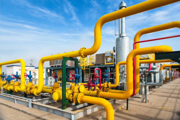 Piping and equipment of chemical plant stock photo