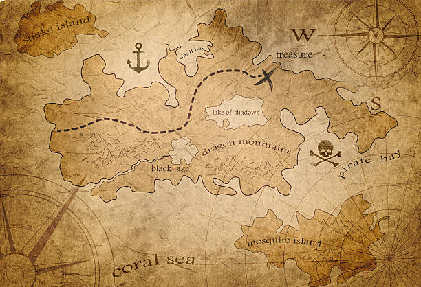 pirate treasure map stock photo