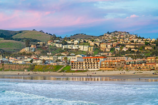 Pismo Beach, a classic beach town, located half way between San Francisco and Los Angeles along Pacific Coast and 101 Highways. stock photo