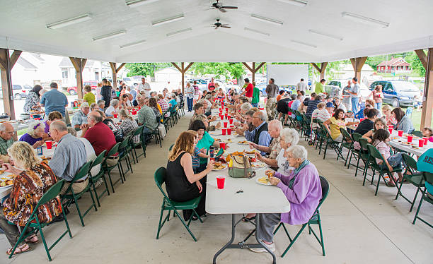 Pitch in Dinner at the Picnic Shelter stock photo