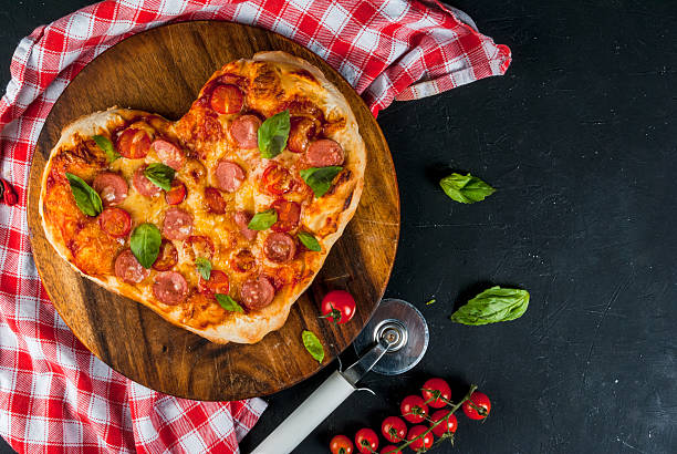 Pizza for Valentine's Day stock photo
