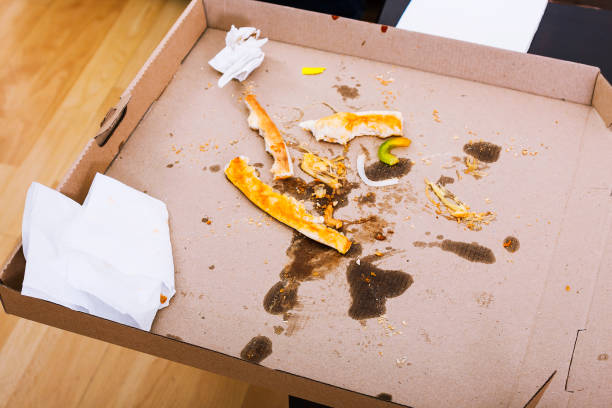 Pizza leftovers stock photo
