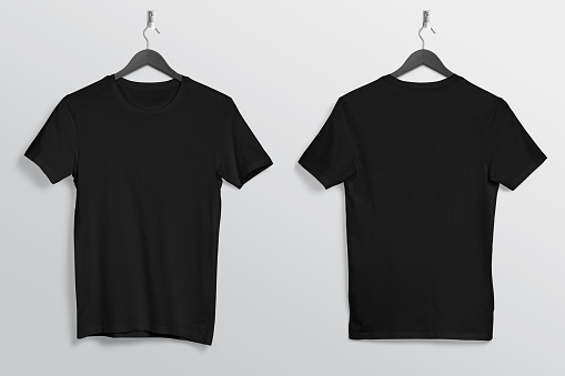 Plain Black T Shirt Hanging On Wall Stock Photo - Download Image Now ...