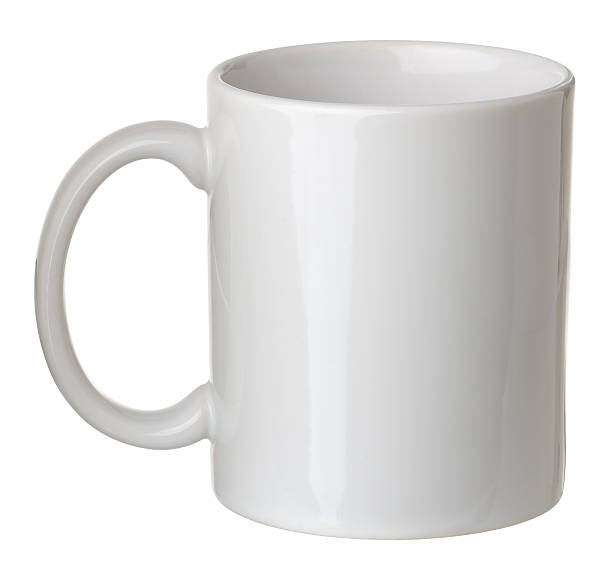 Plain white coffee mug isolated on white background stock photo