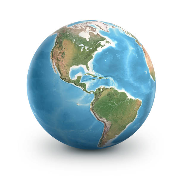 planet earth globe. north and south america. - globo terrestre imagens e fotografias de stock