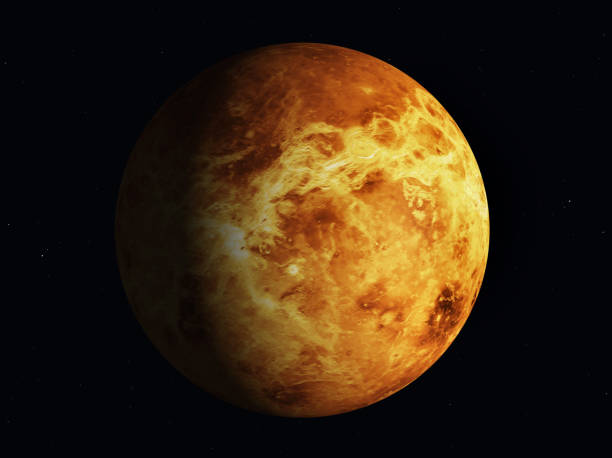 Planet Venus partially illuminated by the sun Computer generated 3D illustration with the planet Venus partially illuminated by the sun venus planet stock pictures, royalty-free photos & images