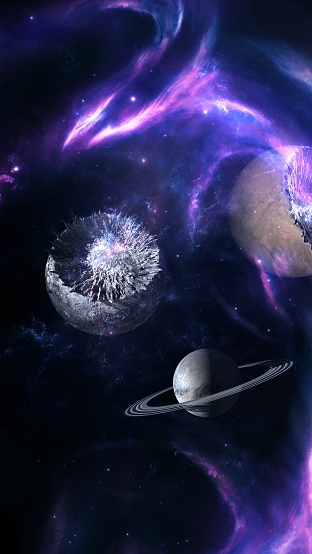 ✓ Imagen de Planetas y galaxias, Fondo de pantalla de ciencia ficción.  Fotografía de Stock